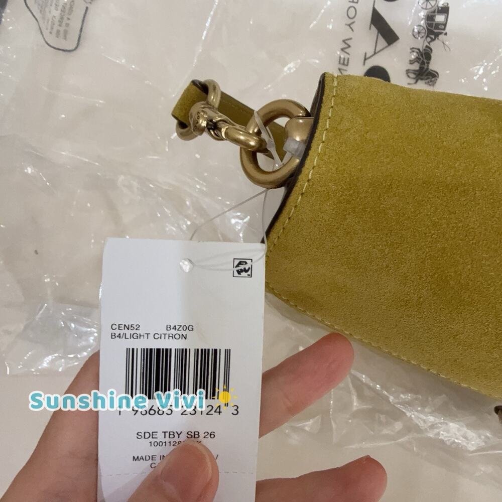 NWT Coach Suede Tabby Shoulder Bag 26 CEN52 Brass/Light Citron - Picture 7 of 13